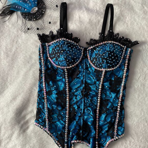 Blue corset Rhinestone Dance Corset size 32B - Picture 1 of 2